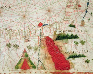 El Mar Rojo, de un atlas náutico, 1520 (detalle)